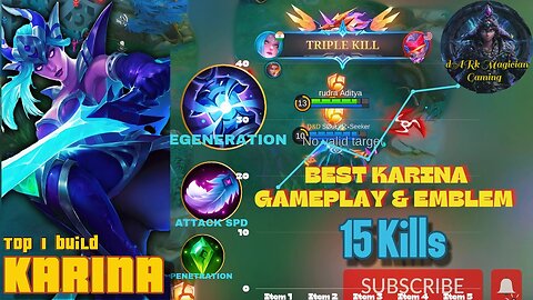 15 Kills | KARINA GAMEPLAY 2024 | MOBILE LEGENDS BANG BANG