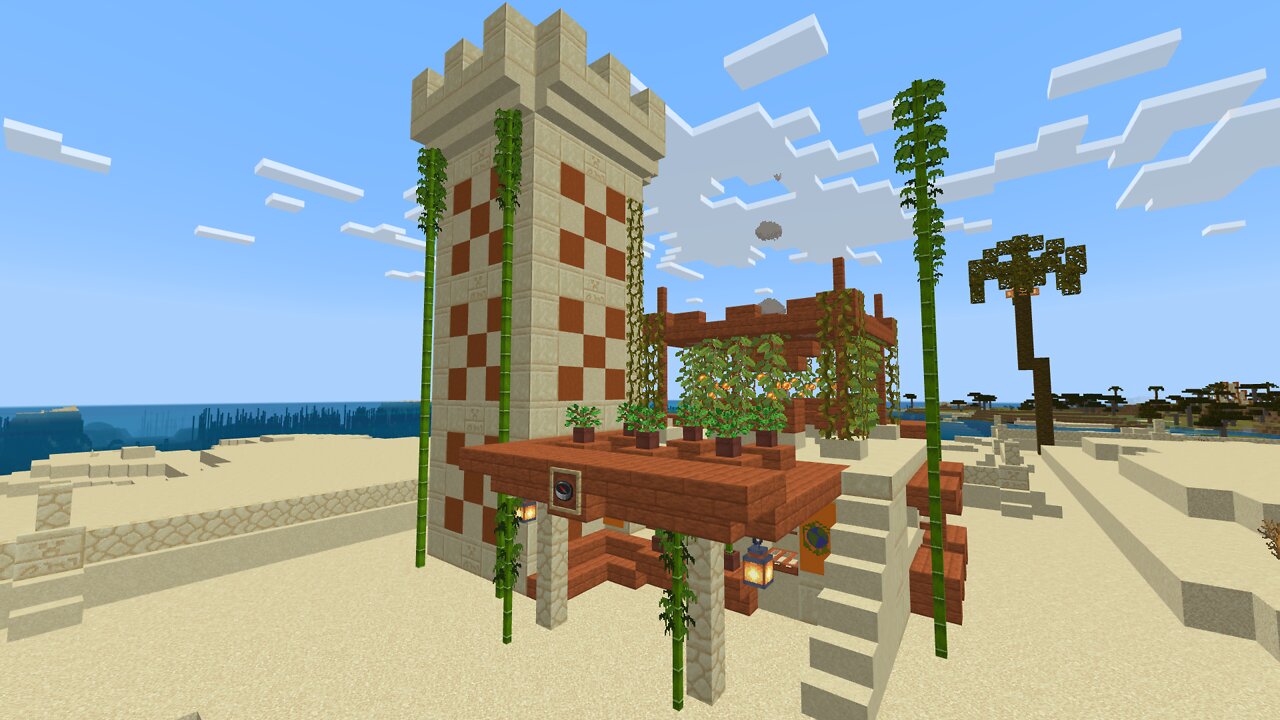 How to Build a Desert Cartographer's Tower & House in Minecraft