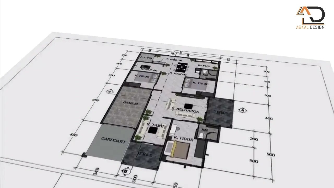 Desain Rumah 10x16m ada Musolah dan Garasi | Owner: Ibu Mirah Sari - Sampit Kalimantan Tengah