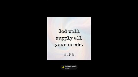 God will supply all your needs