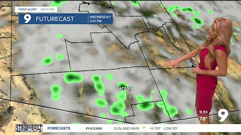 Isolated showers and storms arrive in southern Arizona