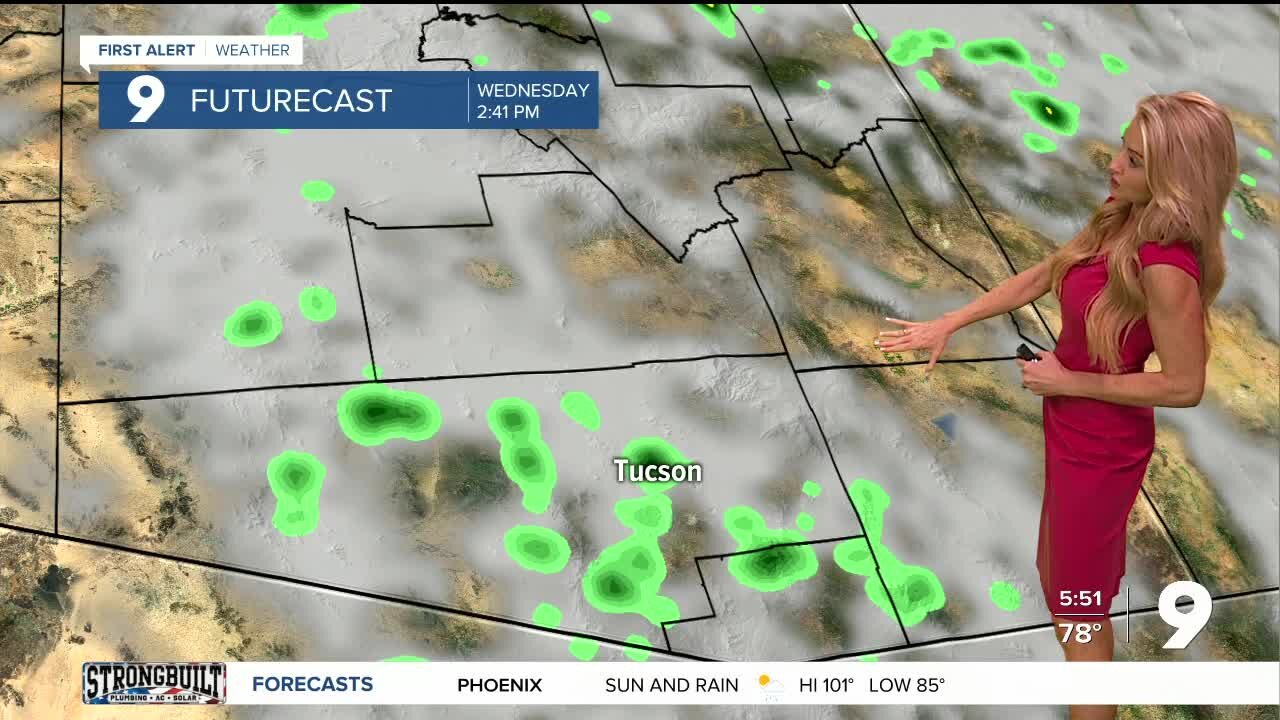 Isolated showers and storms arrive in southern Arizona