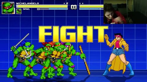 Teenage Mutant Ninja Turtles Characters (Leonardo And Raphael) VS Jubilee In An Epic Battle In MUGEN