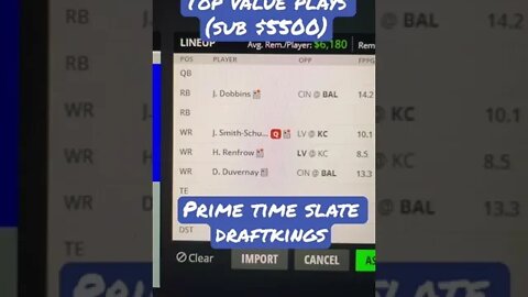 Dreams Top Picks for Value NFL DFS Primetime Slate 10/9/22 Daily Fantasy Sports Strategy DraftKings