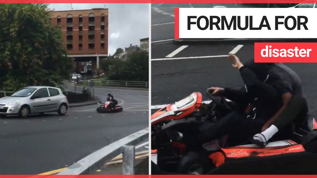 Two teenagers caught speeding through morning traffic on a GO-KART