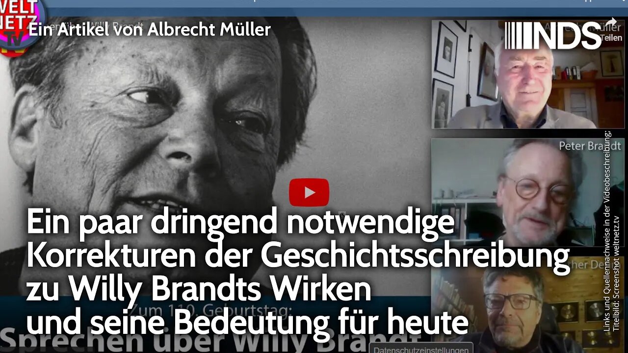 Notwendige Korrekturen der Geschichtsschreibung zu Willy Brandts Wirken und seine Bedeutung heute