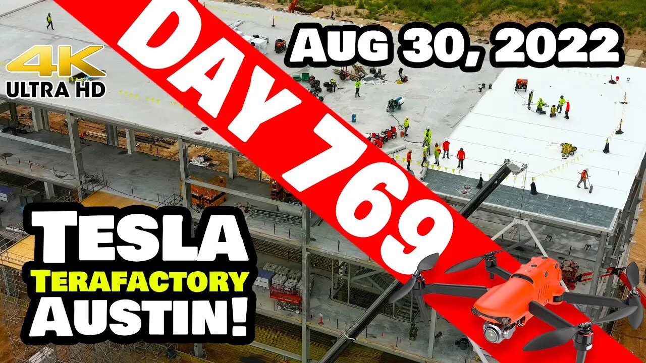 MORE CATHODE BLDG PROGRESS AT GIGA TEXAS! - Tesla Gigafactory Austin 4K Day 769 - 8/30/22- Tesla TX