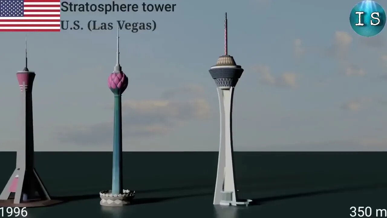 World's tallest towers Towers size comparison with construction 3D animation.