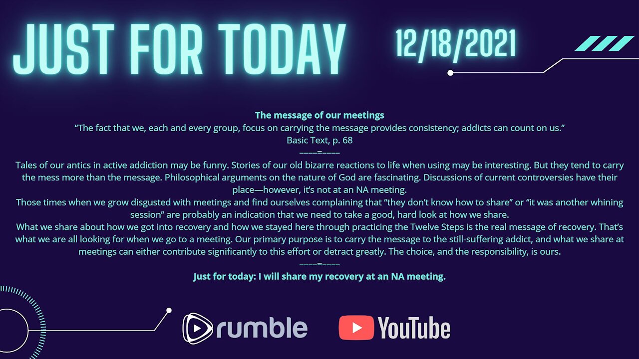 Just for Today - The message of our meetings - 12-18