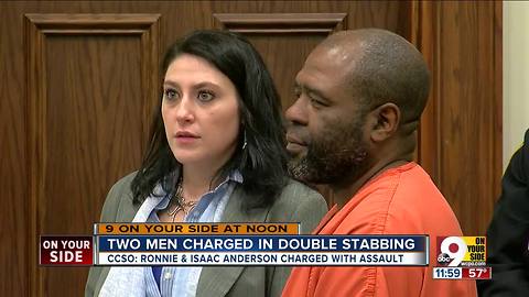 Two men charged in double stabbing