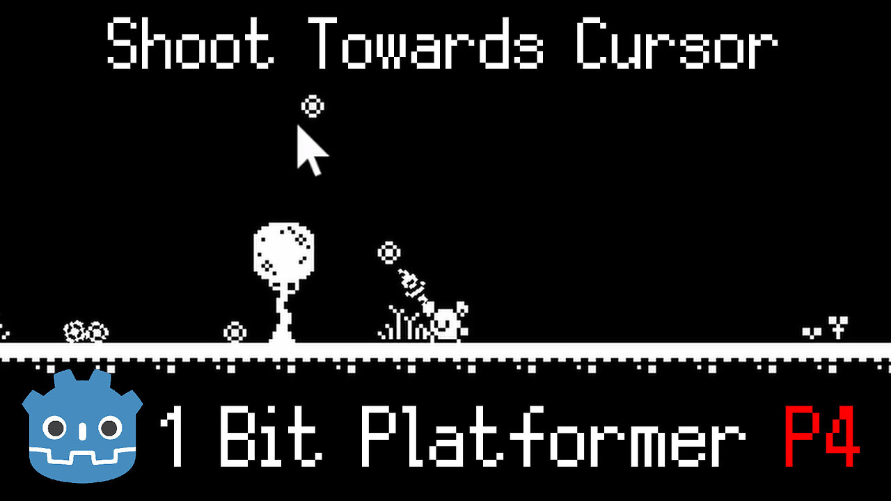 Fire Projectiles Aimed at Mouse Cursor - 1 Bit Platformer Part 4 - Godot 4.3 Series