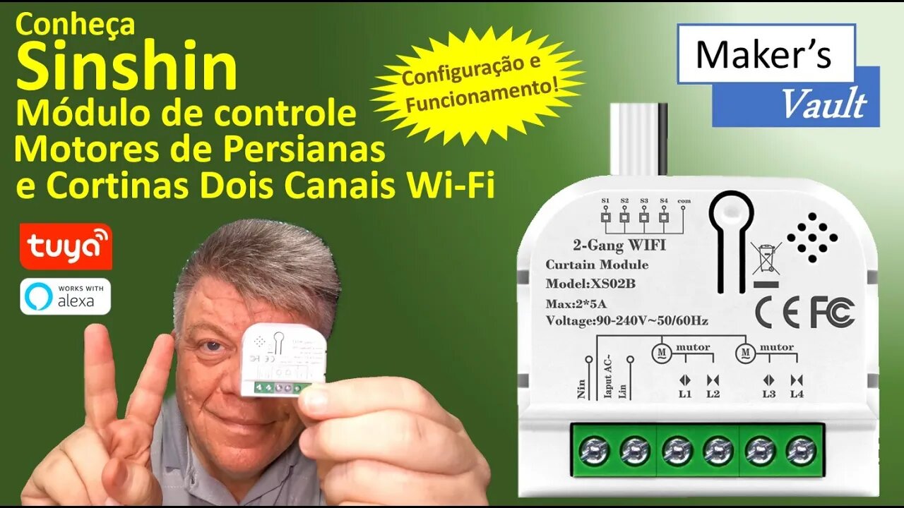 Sinshin Smart Wi-Fi Tuya Controlador para Dois Motores de Cortinas e Persianas – Use com Alexa!