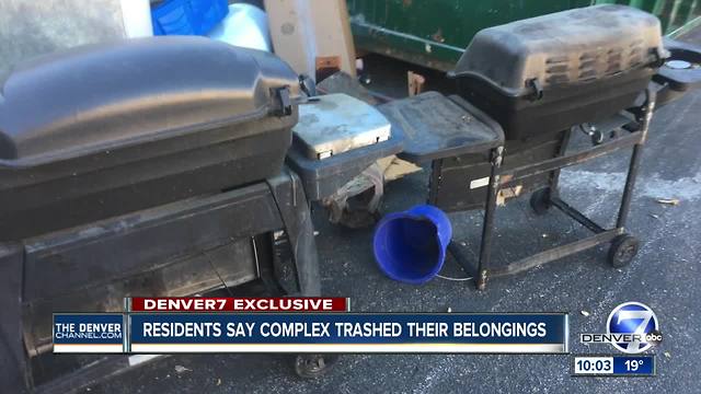 Residents say personal belongings trashed at local apartment complex by management