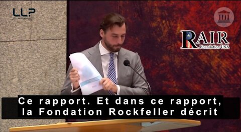 Le député néerlandais Thierry Baudet évoque le rapport de la Fondation Rockefeller de 2010