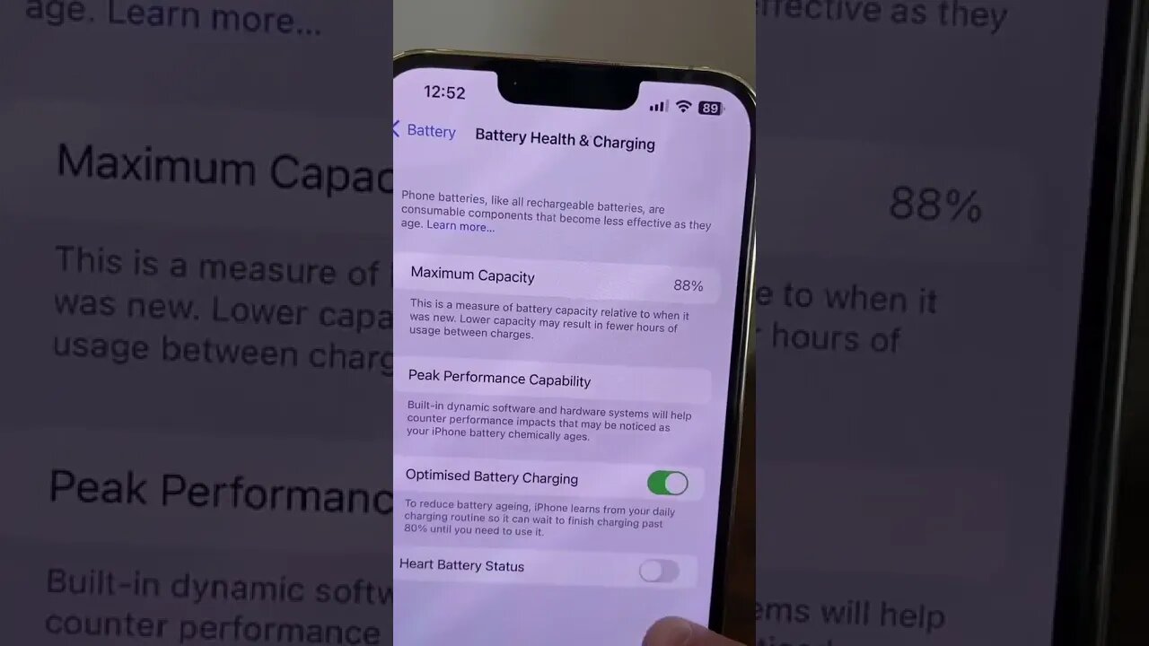 Enable heart battery status on iphone #iphonetricksandtips #iphonehacksyouneedtoknow