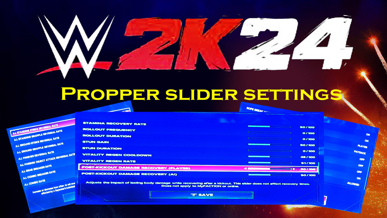 WWE2k24 Propper Slider settings