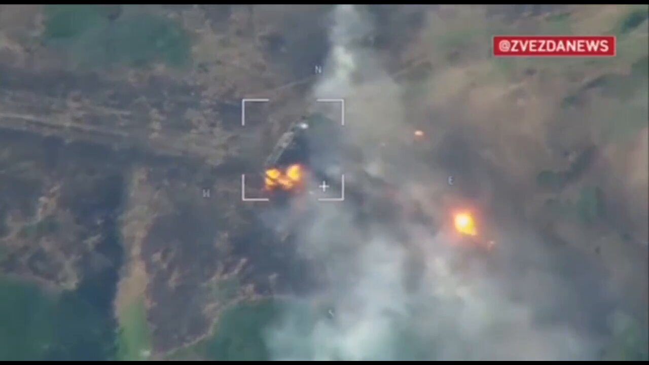 Russian artillery strikes a 2S7 "Pion" battery of the Armed Forces of Ukraine in Donbass