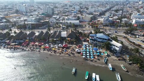 Aerial of Playa Villa Del Mar, Playa Iguana and Playa Marti. Veracruz, Mexico!