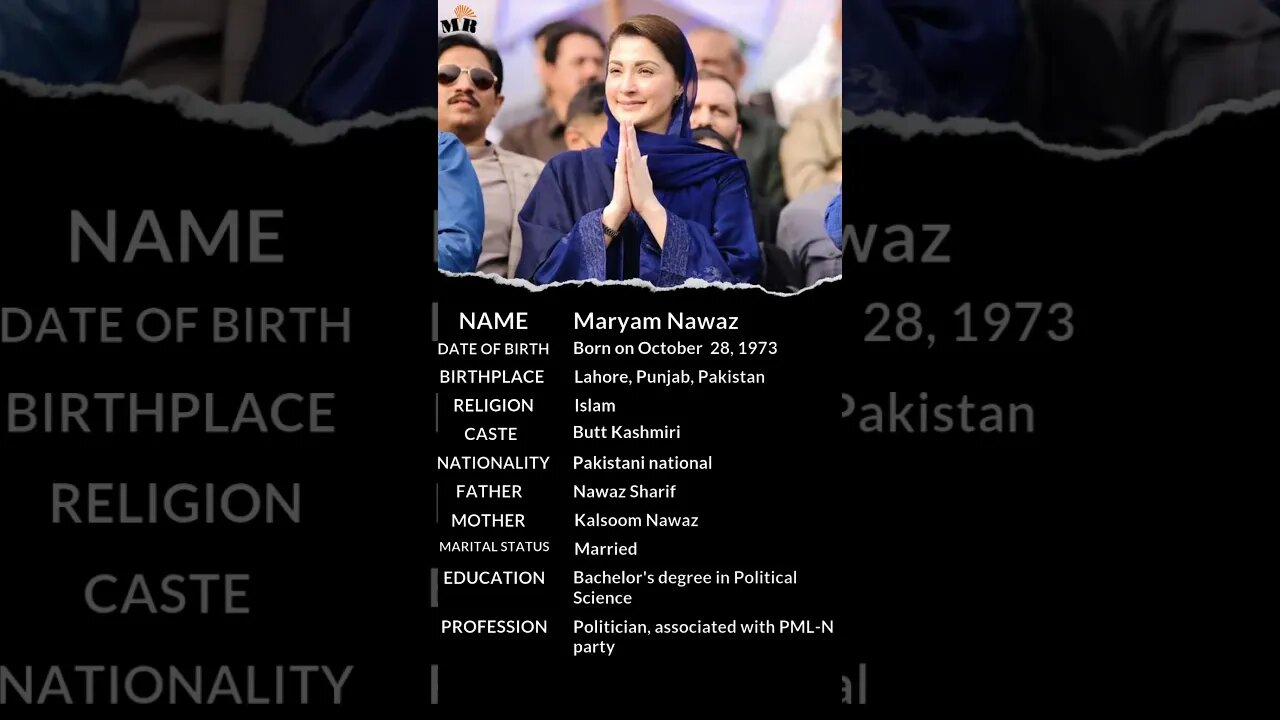 Maryam Nawaz | Mayram Nawaz 🔥 mini biography #shorts #biography #maryamnawaz