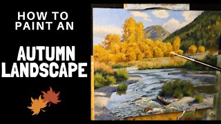 How to Paint an AUTUMN LANDSCAPE. Tips for Mixing Autumn / Fall Colours