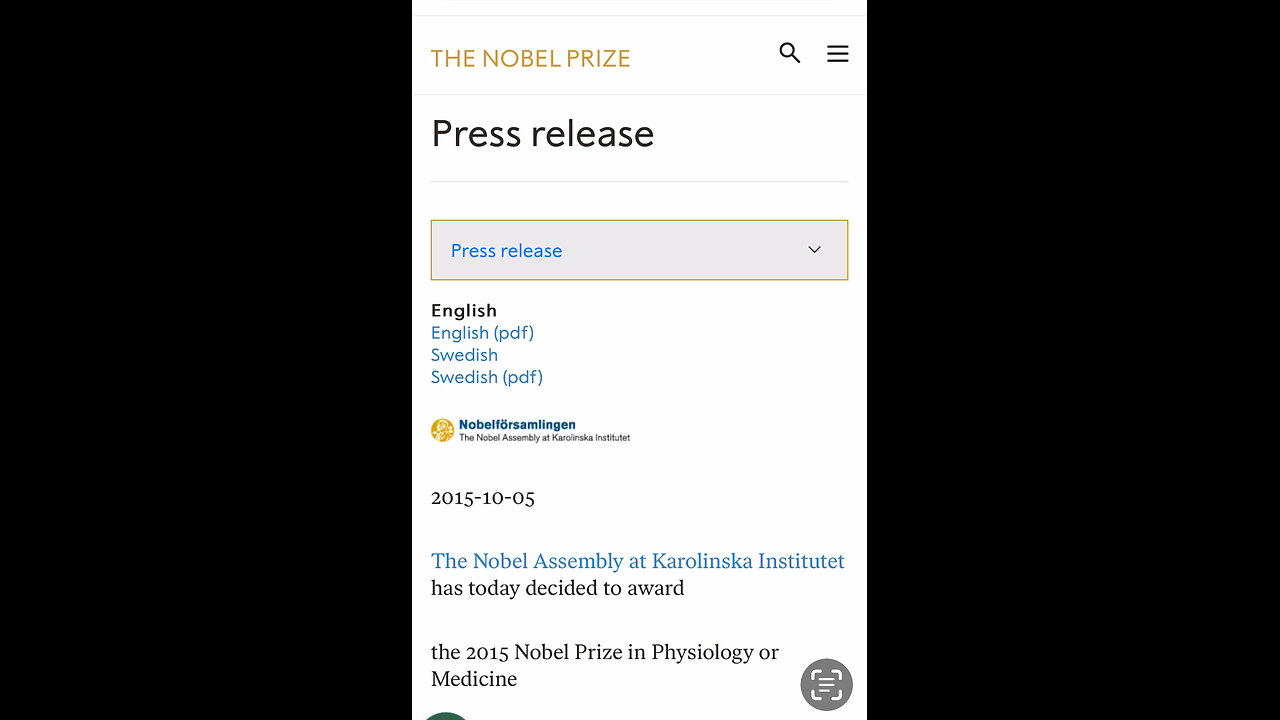 Ivermectin Was given Noble Prize In 2015