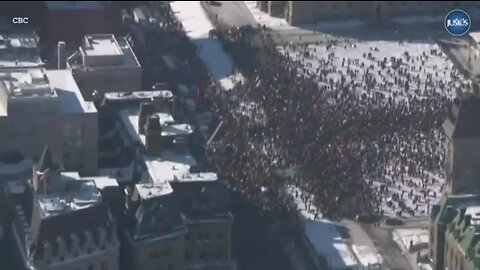 Aerial Footage Shows People Gathered In Ottawa, Canada