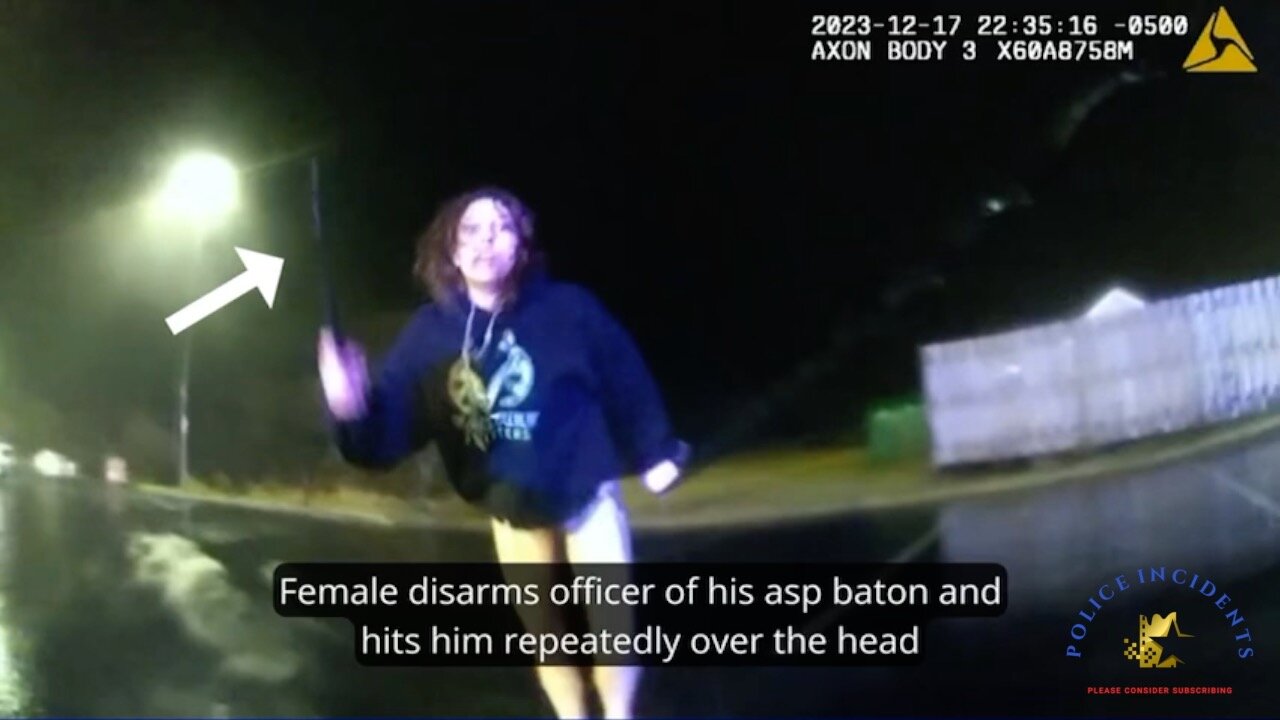 Bodycam Shows Officer Shoots a Female Suspect After She Took His Baton and Battered Him with It