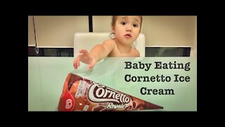 Baby Eating Cornetto Ice Cream | Mukbang