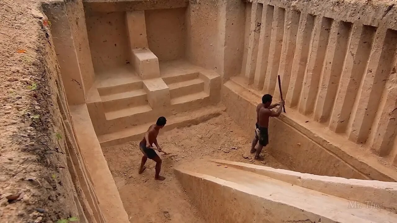 Ancient & Primitive Building skills #4 water slide