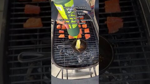 Honey garlic salmon burnt ends