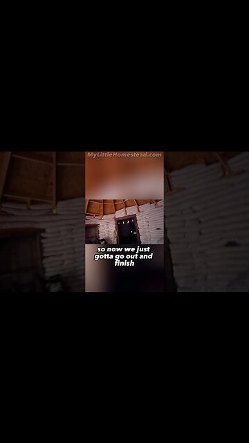 Roof on Earthbag Cabin built for Snow!❄️ #earth #earthbag #construction #diy #build #homestead