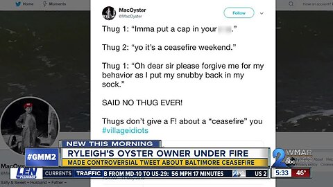 Baltimore business owner apologize after receiving backlash for offensive tweet about Baltimore Ceasefire