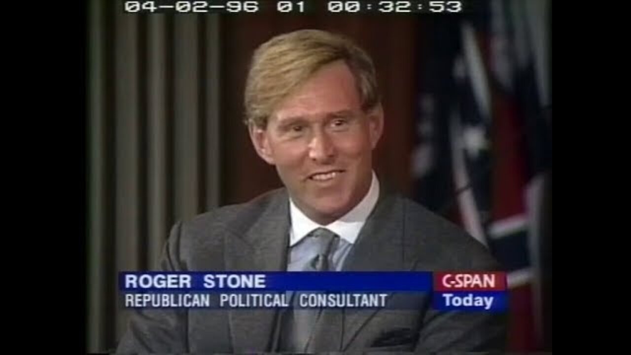 1996: Roger Stone on Politics Humor & Media with Morley Safer, Tony Blankley, and Bill Maher