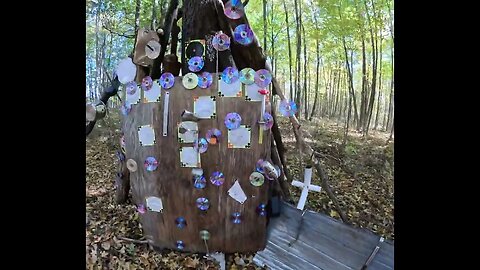 Hanging Steel Drawer in Forest as Shooting Target