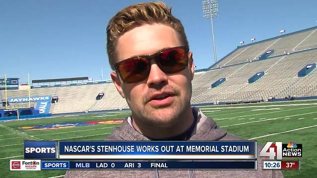 NASCAR's Stenhouse wows KU football staff