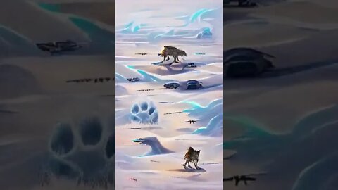 PAINTING -- a lone wolf crossing a frozen tundra #shorts #animation #art #anime #painting