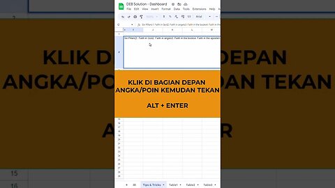 New Line di Dalam Cell - Google Sheets Tips & Tricks #belajaronline #googlesheets #excel