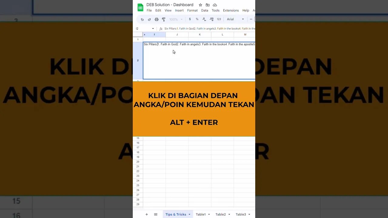 New Line di Dalam Cell - Google Sheets Tips & Tricks #belajaronline #googlesheets #excel