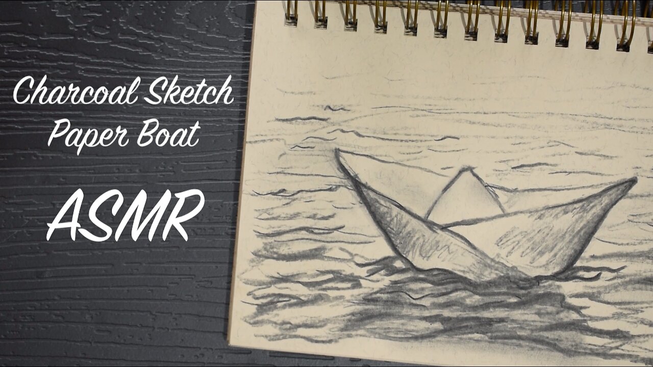 ASMR Charcoal Paper Boat | Quiet Sketching Session | (No Talking)