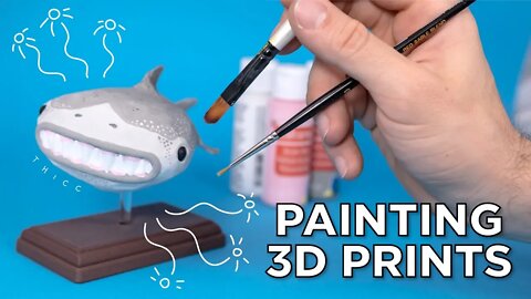 Painting 3D Prints with Cheap Acrylic Paint // 3D Scanning, Printing,and Painting a Great WIDE Shark