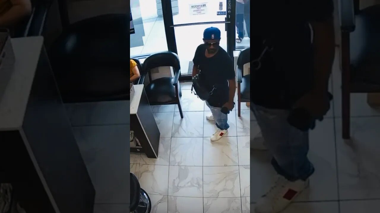 Failed robbery at nail salon as customers ignore demand, Atlanta GA.