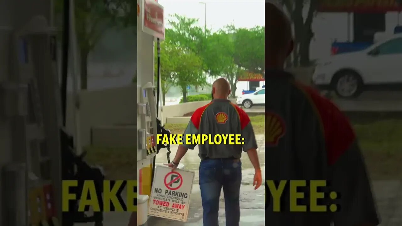 Fake Employee Enforces No Parking Sign at Gas Pump 🚫⛽ #shorts