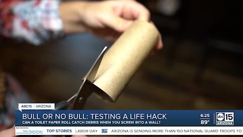 Can a toilet paper roll catch drill debris?