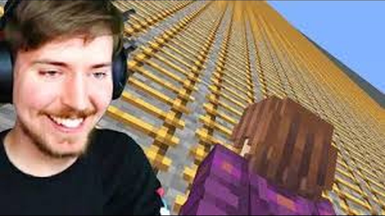 MrBeast climbing up the building