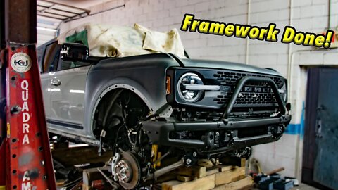 Rebuilding a 2021 Ford Bronco First Edition Part 3 Welding up the frame rails and test fitting parts