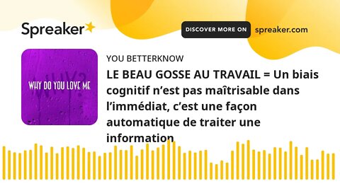 LE BEAU GOSSE AU TRAVAIL = Un biais cognitif n’est pas maîtrisable dans l’immédiat, c’est une façon