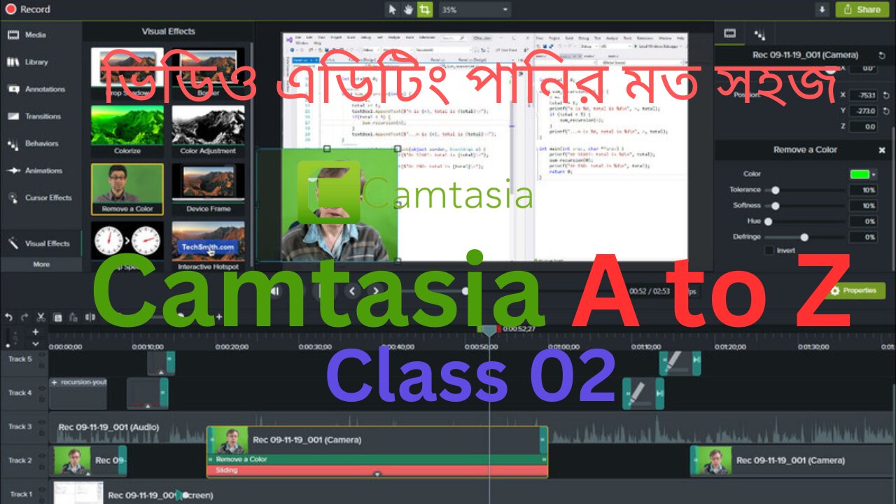 Camtasia video editing tutorial Bangla || Camtasia video editing tutorial 2023 || Camtasia Part-02