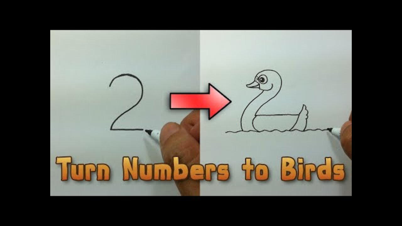 Learn To Turn The Numbers 1-5 Into Cartoon Birds Step By Step