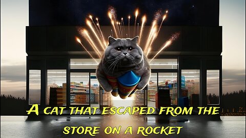 A cat that escaped from the store on a rocket🚀🙀