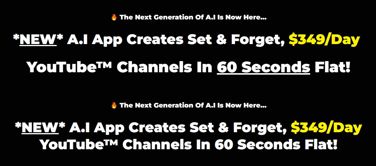 *NEW* A.I App Creates Set & Forget, $349/Day YouTube™ Channels In 60 Seconds Flat!